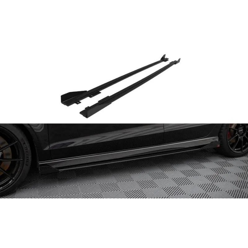 Maxton - Street Pro Rajouts Des Bas De Caisse V.1 Audi RS3 Sedan 8V Facelift Noir-Rouge + Rabats Brillant