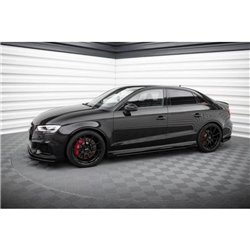 Maxton - Street Pro Rajouts Des Bas De Caisse V.1 Audi RS3 Sedan 8V Facelift Noir-Rouge + Rabats Brillant