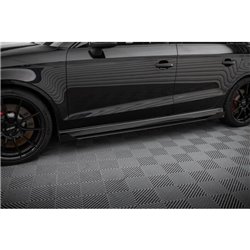 Maxton - Street Pro Rajouts Des Bas De Caisse V.1 Audi RS3 Sedan 8V Facelift Noir-Rouge + Rabats Brillant