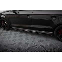 Maxton - Street Pro Rajouts Des Bas De Caisse V.1 Audi RS3 Sedan 8V Facelift Noir-Rouge + Rabats Brillant