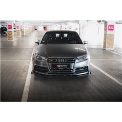 Maxton - Street Pro Lame Du Pare-Chocs Avant Audi S3 / A3 S-Line Sedan 8V Noir-Rouge + Rabats Brillant