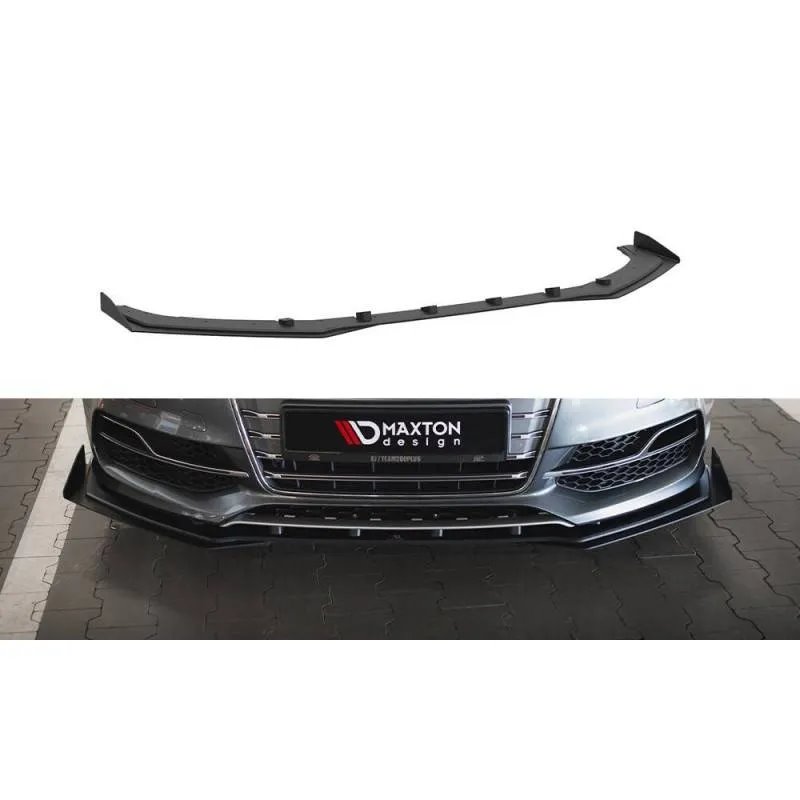 Maxton - Street Pro Lame Du Pare-Chocs Avant Audi S3 / A3 S-Line Sedan 8V Noir + Rabats Brillant