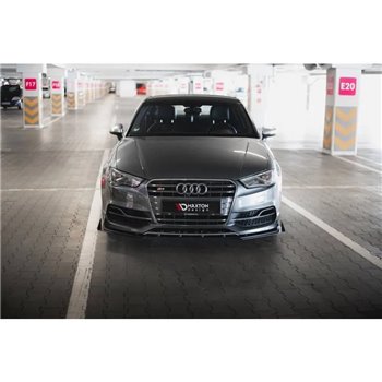 Maxton - Street Pro Lame Du Pare-Chocs Avant Audi S3 / A3 S-Line Sedan 8V Noir + Rabats Brillant 