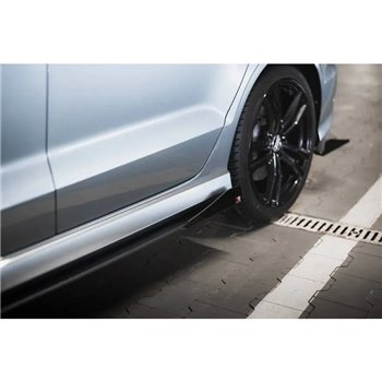 Maxton - Street Pro Rajouts Des Bas De Caisse Audi S3 / A3 S-Line Sedan 8V Noir-Rouge + Rabats Brillant