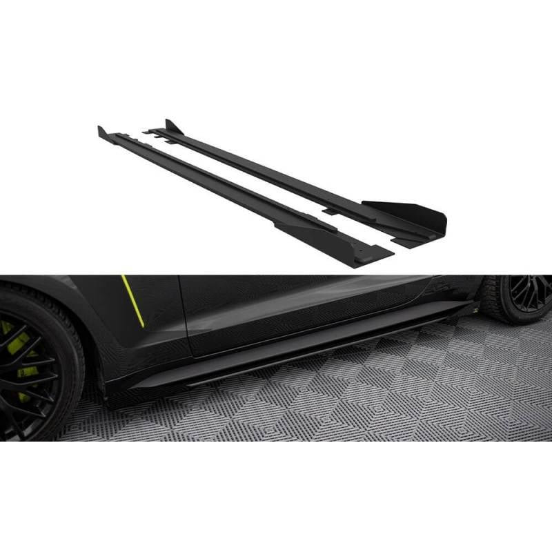 Maxton - Street Pro Rajouts Des Bas De Caisse Ford Mustang GT Mk6 Noir-Rouge + Rabats Brillant