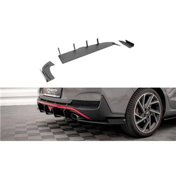 Maxton - Street Pro Lame Du Pare Chocs Arriere Hyundai I30 Fastback N-Line Mk3 Facelift Noir + Rabats Brillant