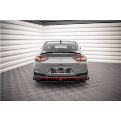 Maxton - Street Pro Lame Du Pare Chocs Arriere Hyundai I30 Fastback N-Line Mk3 Facelift Noir + Rabats Brillant 