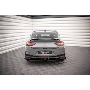 Maxton - Street Pro Lame Du Pare Chocs Arriere Hyundai I30 Fastback N-Line Mk3 Facelift Rouge + Rabats Brillant