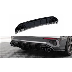 Maxton - Rajout Du Pare-Chocs Arriere + Faux Pot D'échappement Audi A3 S-Line Sedan 8Y Noir Brillant \ Noir