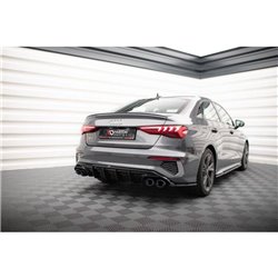 Maxton - Rajout Du Pare-Chocs Arriere + Faux Pot D'échappement Audi A3 S-Line Sedan 8Y Noir Brillant \ Chrome