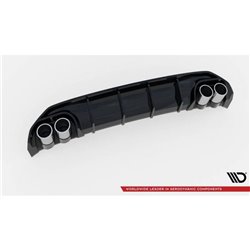 Maxton - Rajout Du Pare-Chocs Arriere + Faux Pot D'échappement Audi A3 S-Line Sedan 8Y Noir Brillant \ Chrome