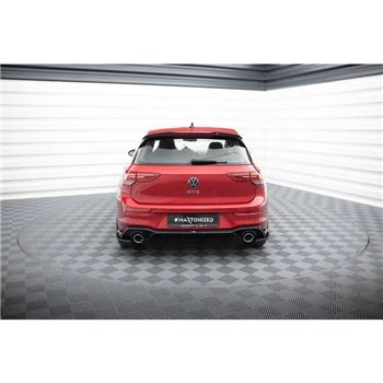 Maxton - Rajout Du Pare-Chocs Arriere + Faux Pot D'échappement Volkswagen Golf GTE / R-Line Mk8 / Mk8 Facelift Noir Brillant \ N