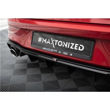 Maxton - Rajout Du Pare-Chocs Arriere + Faux Pot D'échappement Volkswagen Golf GTE / R-Line Mk8 / Mk8 Facelift Noir Brillant \ C