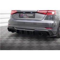 Maxton - Diffuseur Arrière Complet Audi A3 S-Line Sportback 8V Facelift (Version avec échappements simples des deux côtés) 