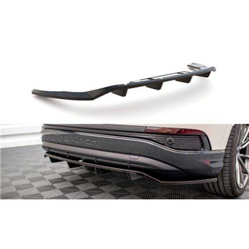 Maxton - Central Arriere Splitter (avec une barre verticale) Audi Q4 e-tron Sportback Mk1 Look Carbone
