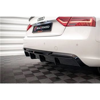 Maxton - Diffuseur Arrière Complet Audi A5 Coupe 8T Facelift (Version avec double échappement d'un côté) Noir Brillant