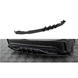 Maxton - Street Pro Lame Du Pare Chocs Arriere Mercedes-Benz A AMG-Line W176 Facelift Noir-Rouge + Rabats Brillant