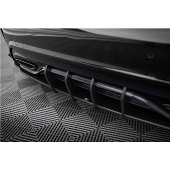 Maxton - Street Pro Lame Du Pare Chocs Arriere Mercedes-Benz A AMG-Line W176 Facelift Noir-Rouge + Rabats Brillant