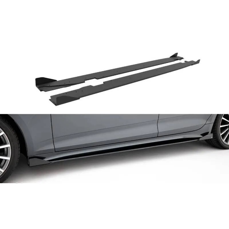 Maxton - Street Pro Rajouts Des Bas De Caisse Audi A5 Sportback F5 Facelift Noir + Rabats Brillant