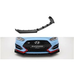 Maxton - Street Pro Lame Du Pare-Chocs Avant Hyundai Veloster N Mk2 Noir-Rouge + Rabats Brillant