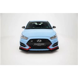 Maxton - Street Pro Lame Du Pare-Chocs Avant Hyundai Veloster N Mk2 Noir-Rouge + Rabats Brillant