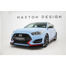 Maxton - Street Pro Lame Du Pare-Chocs Avant Hyundai Veloster N Mk2 Noir-Rouge + Rabats Brillant