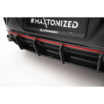 Maxton - Street Pro Central Diffuseur Arriere Hyundai Veloster N Mk2 Noir-Rouge