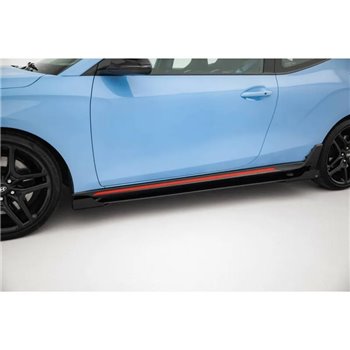 Maxton - Street Pro Rajouts Des Bas De Caisse Hyundai Veloster N Mk2 Noir-Rouge + Rabats Brillant