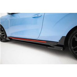 Maxton - Street Pro Rajouts Des Bas De Caisse Hyundai Veloster N Mk2 Noir-Rouge + Rabats Brillant