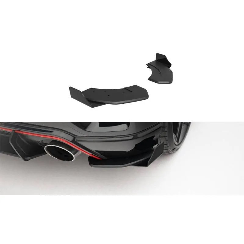 Maxton - Street Pro Lame Du Pare Chocs Arriere Hyundai Veloster N Mk2 Noir-Rouge + Rabats Brillant