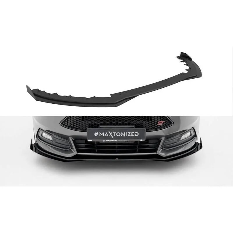 Maxton - Street Pro Lame Du Pare-Chocs Avant Ford Focus ST Mk3 Facelift Noir-Rouge + Rabats Brillant