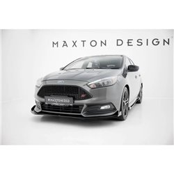 Maxton - Street Pro Lame Du Pare-Chocs Avant Ford Focus ST Mk3 Facelift Noir-Rouge + Rabats Brillant