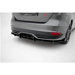 Maxton - Street Pro Central Diffuseur Arriere Ford Focus ST Mk3 Facelift Noir-Rouge + Rabats Brillant