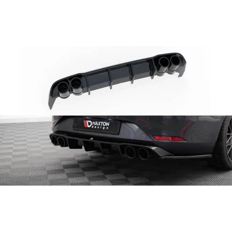 Maxton - Rajout Du Pare-Chocs Arriere + Faux Pot D'échappement Seat Leon ST FR Mk4 Noir Brillant \ Noir
