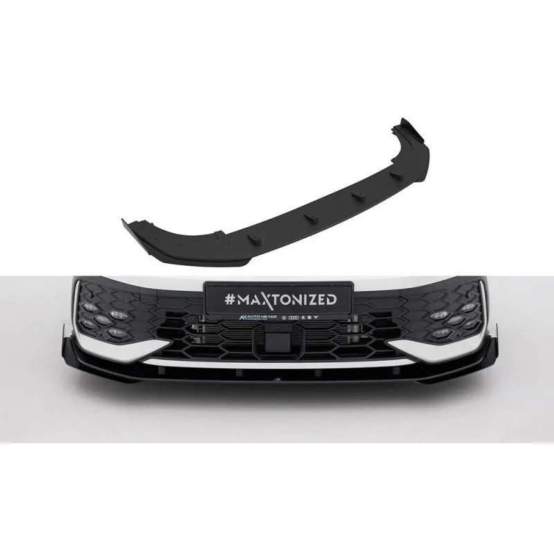 Maxton - Street Pro Lame Du Pare-Chocs Avant Volkswagen Golf GTI / GTE / R-Line Mk8 Facelift Noir + Rabats Brillant