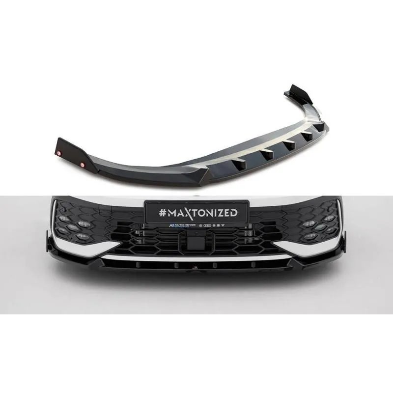Maxton - Lame Du Pare-Chocs Avant V.2 + Ailerons Volkswagen Golf GTI / GTE / R-Line Mk8 Facelift