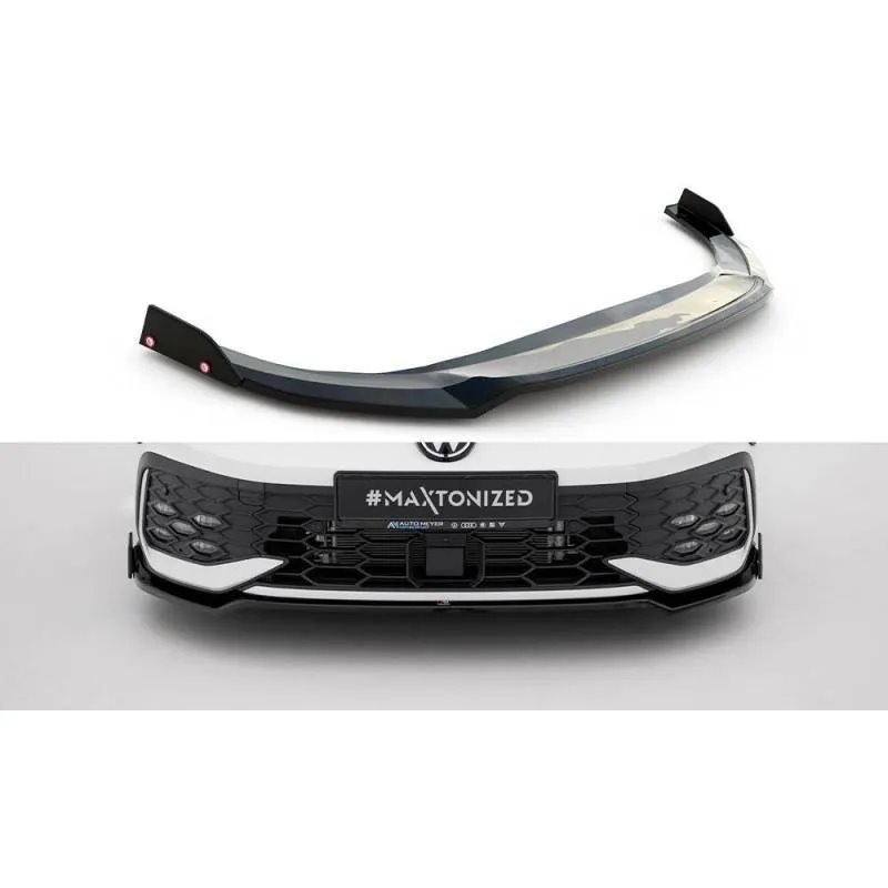 Maxton - Lame Du Pare-Chocs Avant V.3 + Ailerons Volkswagen Golf GTI / GTE / R-Line Mk8 Facelift