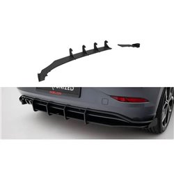 Maxton - Street Pro Central Diffuseur Arriere Volkswagen Polo GTI Mk6 Facelift Rouge + Rabats Brillant