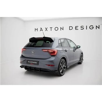Maxton - Street Pro Central Diffuseur Arriere Volkswagen Polo GTI Mk6 Facelift Rouge + Rabats Brillant