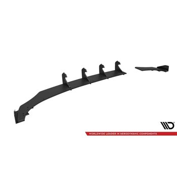 Maxton - Street Pro Central Diffuseur Arriere Volkswagen Polo GTI Mk6 Facelift Rouge + Rabats Brillant