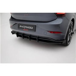 Maxton - Street Pro Central Diffuseur Arriere Volkswagen Polo GTI Mk6 Facelift Noir-Rouge + Rabats Brillant
