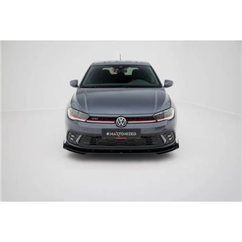 Maxton - Street Pro Lame Du Pare-Chocs Avant Volkswagen Polo GTI Mk6 Facelift Noir-Rouge + Rabats Brillant