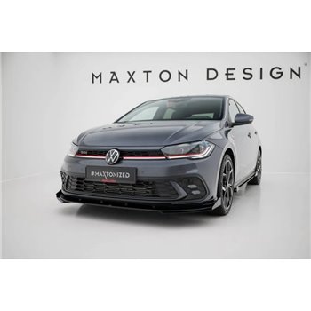 Maxton - Street Pro Lame Du Pare-Chocs Avant Volkswagen Polo GTI Mk6 Facelift Noir-Rouge + Rabats Brillant