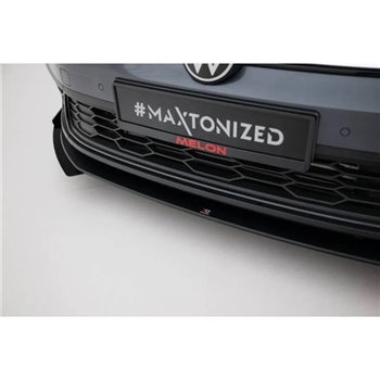 Maxton - Street Pro Lame Du Pare-Chocs Avant Volkswagen Polo GTI Mk6 Facelift Noir-Rouge + Rabats Brillant