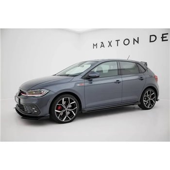 Maxton - Street Pro Rajouts Des Bas De Caisse Volkswagen Polo GTI Mk6 Facelift Noir-Rouge + Rabats Brillant