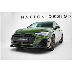 Maxton - Street Pro Lame Du Pare-Chocs Avant Audi A3 S-Line Sedan / S3 Sedan 8Y Facelift Noir-Rouge + Rabats Brillant