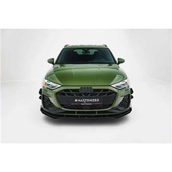 Maxton - Street Pro Lame Du Pare-Chocs Avant Audi A3 S-Line Sedan / S3 Sedan 8Y Facelift Noir + Rabats Brillant 