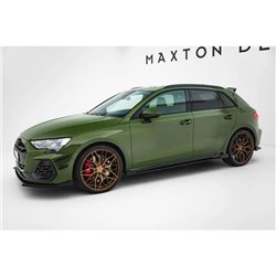 Maxton - Street Pro Rajouts Des Bas De Caisse Audi A3 S-Line Sedan / S3 Sedan 8Y Facelift Noir-Rouge + Rabats Brillant
