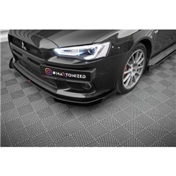 Maxton - Street Pro Lame Du Pare-Chocs Avant Mitsubishi Lancer EVO X Noir-Rouge + Rabats Brillant