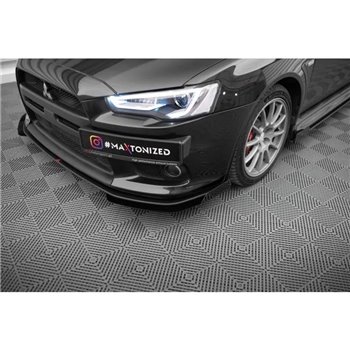 Maxton - Street Pro Lame Du Pare-Chocs Avant Mitsubishi Lancer EVO X Noir + Rabats Brillant 